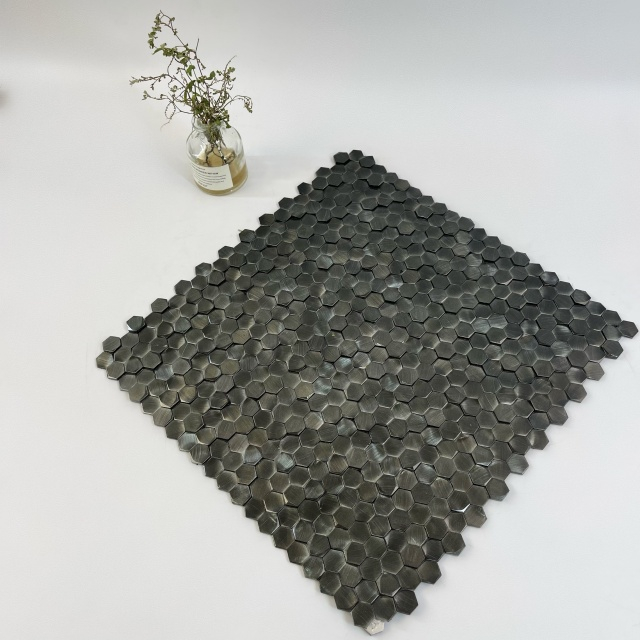 Industrial Black Solid Aluminum Mosaic Tiles-SAB34