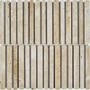 Tumbled Brushed Travertine Strip Mosaic-TRV11