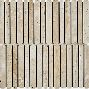 Tumbled Brushed Travertine Strip Mosaic-TRV11