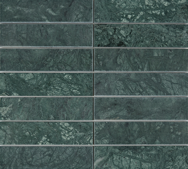 Indian Green Marble Rectangular Strip Mosaic–IND16 