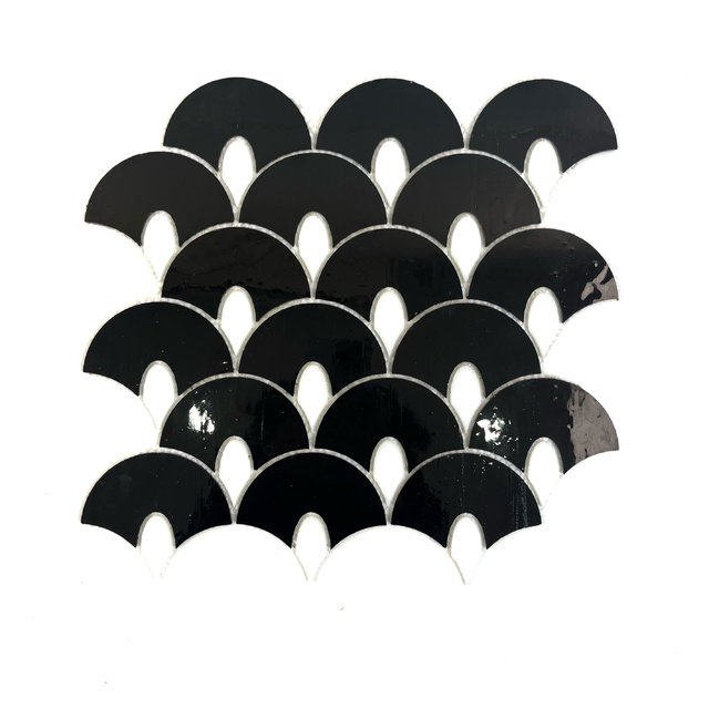 Elegant Black Stained Glass Mosaic Tiles for Walls-YMS12