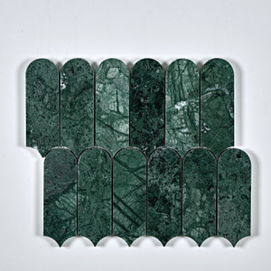 Indian Green Marble Feather Arched Mosaic–IND21 