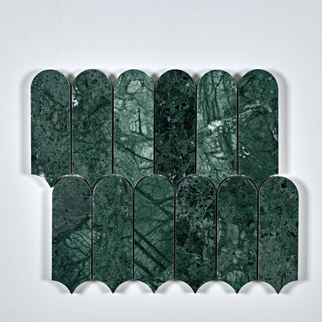 Indian Green Marble Feather Arched Mosaic–IND21 