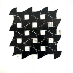 Black Stained Glass Mosaic Sheets for Modern Interiors-NTS03