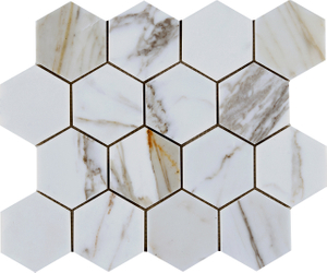 Calacatta Gold Hexagon Marble Mosaic-CAG27