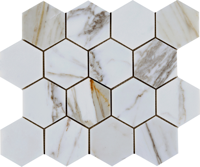 Calacatta Gold Hexagon Marble Mosaic-CAG27