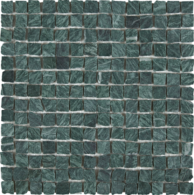 Indian Green Marble Rough Small Square Chip Mosaic–IND40H 