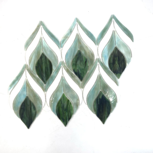 Green Colored Glass Mosaic Tile for Accent Wall-KQS71