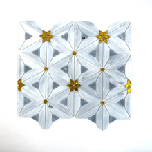 White Floral Stained Glass Mosaic-HBS41