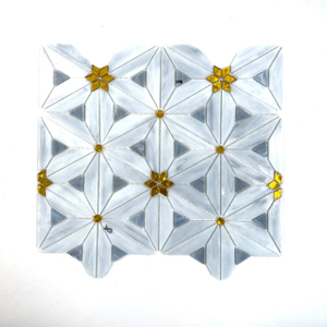 White Floral Stained Glass Mosaic-HBS41
