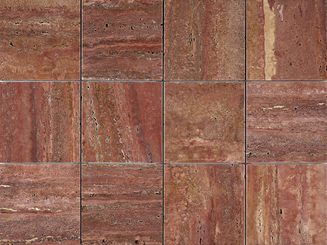 Red Travertine Square Mosaic Tile-TRR25