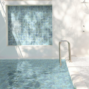 Glossy Blue Pool Mosaic Tile 97x97mm-Sky Blue