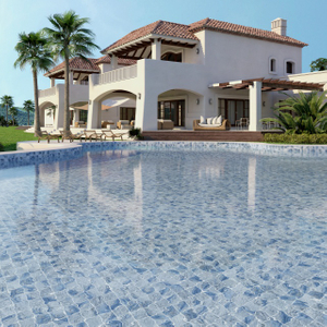 Matte Finish Non-Slip Ceramic Pool Mosaic 97x97mm-Blue Jean
