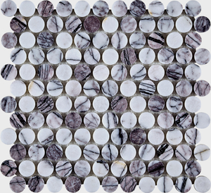 Lilac Marble Penny Round Mosaic–PLU12 