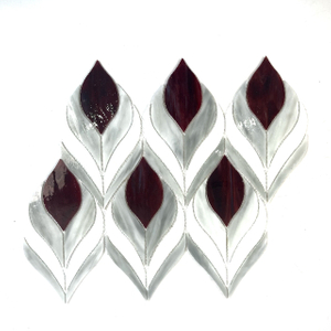 Rose-Shaped Colored Glass Mosaic Tile-KQS70