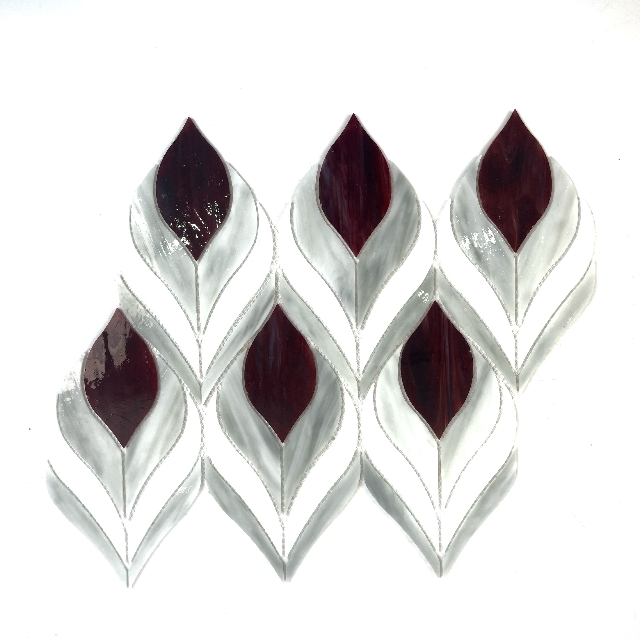 Rose-Shaped Colored Glass Mosaic Tile-KQS70
