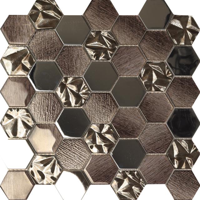 Hexgonal Metal Glass Mosaic | Musivo | Hexgonal