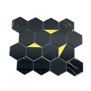 Elegant Gold Electroplated Glass Mosaic