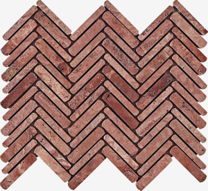 Red Travertine Herringbone Mosaic-TRR13