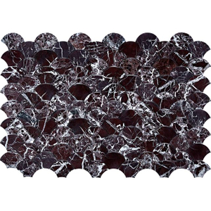 Rosso Levanto Fan Scale Marble Mosaic Tile-JLH29