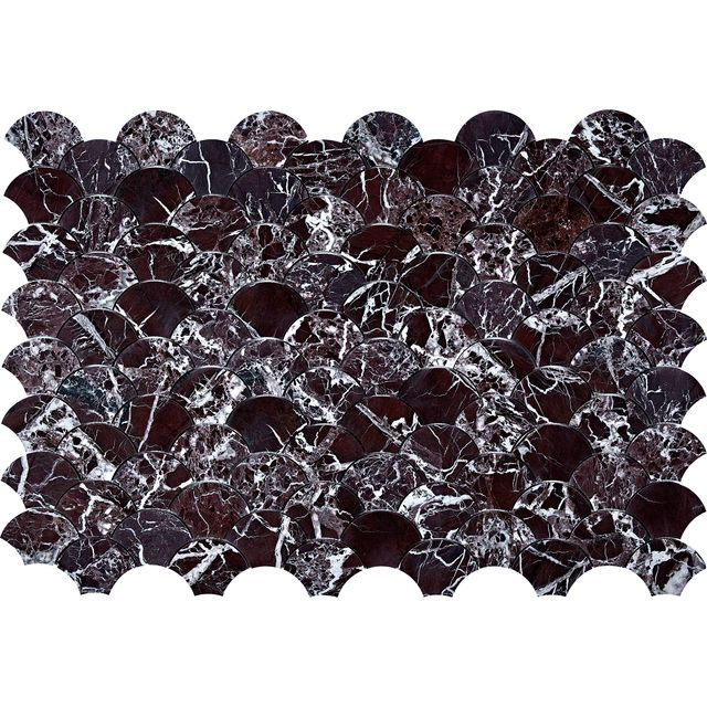 Rosso Levanto Fan Scale Marble Mosaic Tile-JLH29