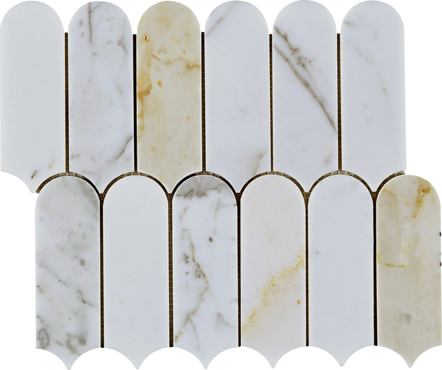 Calacatta Gold Fish Scale Marble Mosaic-CAG21