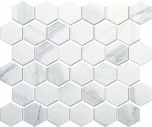Cararra White Ceramic Mosaic Tiles 