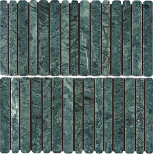 Indian Green Marble Rounded Vertical Strip Mosaic–IND11 