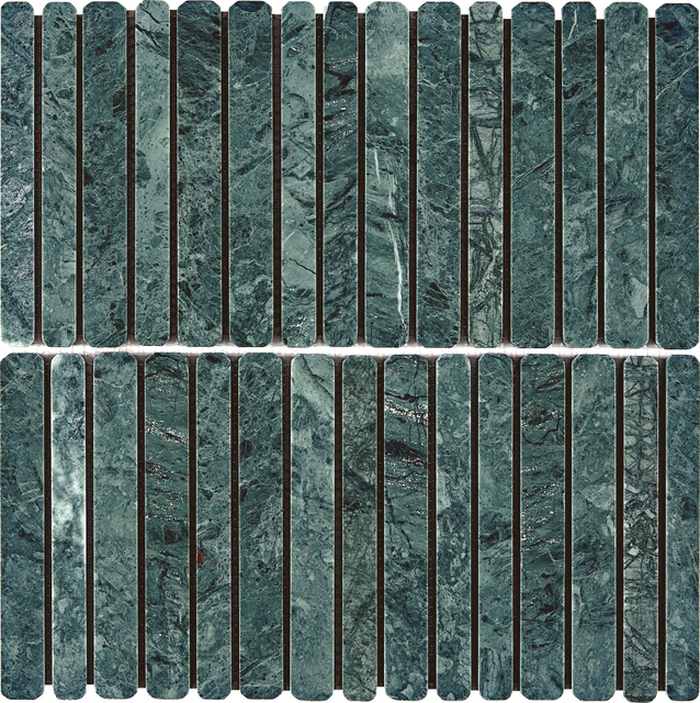 Indian Green Marble Rounded Vertical Strip Mosaic–IND11 
