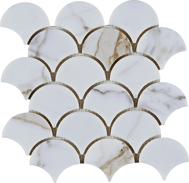 Calacatta Gold Scallop Marble Mosaic-CAG28