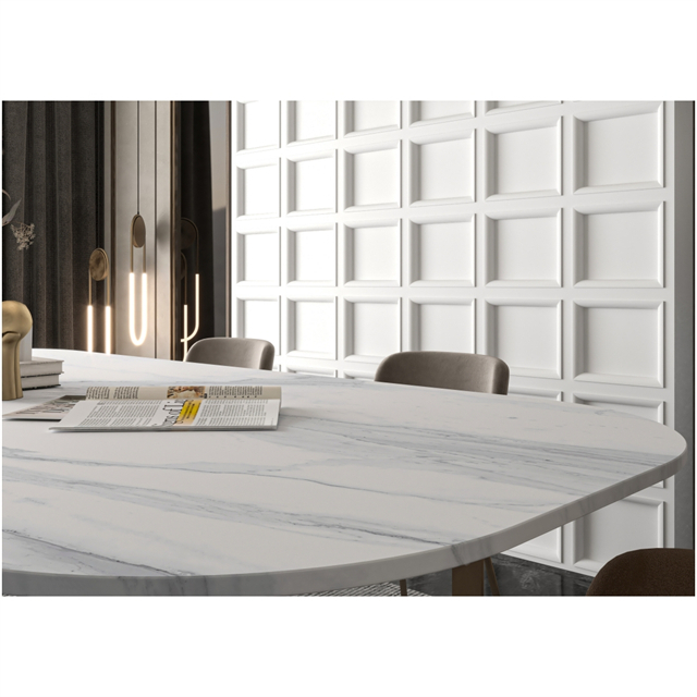 White Marble Look Sintered Stone Tabletop-DB0G173CX