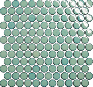 Ceramic Mosaic Tile Backsplash Round Shape Glossy Green 