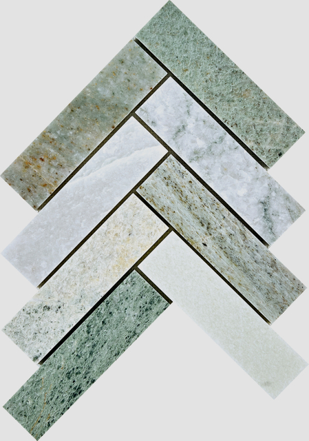 Emerald Marble Chevron Mosaic-EME20