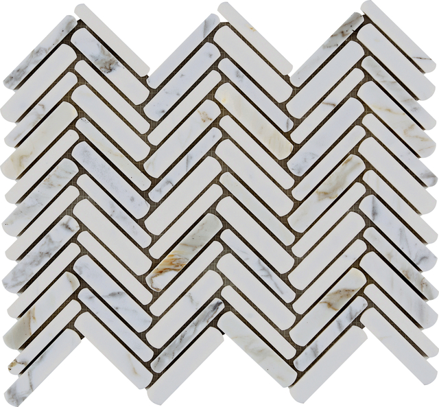 Calacatta Gold Chevron Marble Mosaic-CAG13