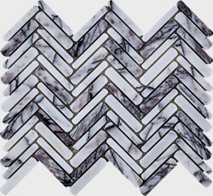Lilac Marble Fishbone Strip Mosaic–PLU13 