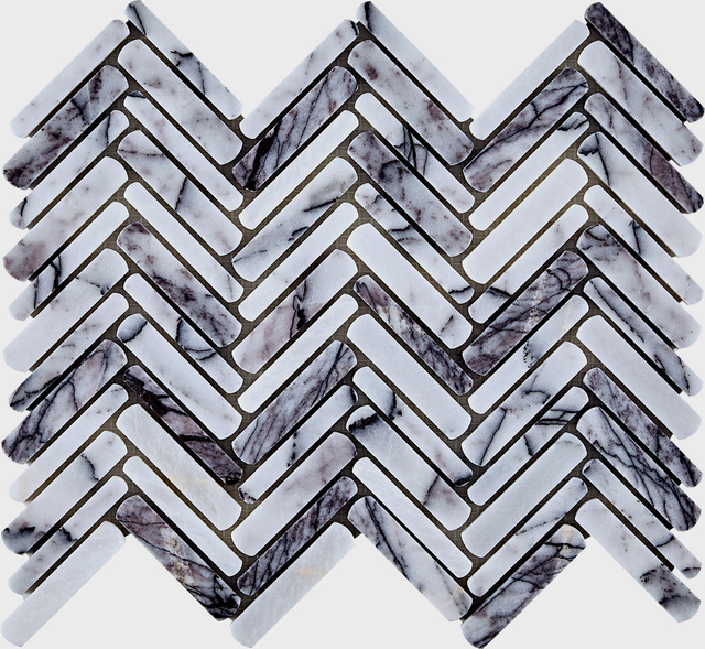 Lilac Marble Fishbone Strip Mosaic–PLU13 