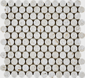 Golden Beige Round Stone Mosaic Tile-BOT12