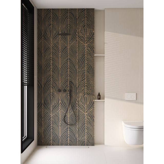 Vintage Patterned Wall Tiles In Shower–ZX66
