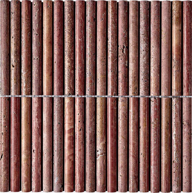 Red Travertine Cylinder Rod Mosaic-TRR22
