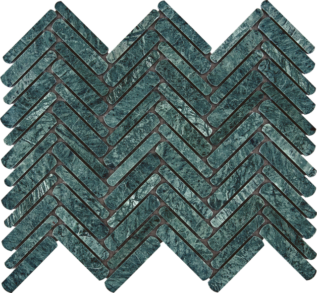 Indian Green Marble Herringbone Mosaic–IND13 