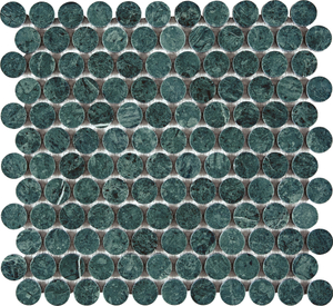 Indian Green Marble Penny Round Mosaic–IND12 