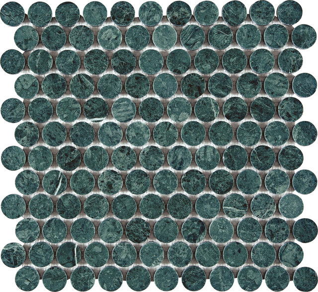 Indian Green Marble Penny Round Mosaic–IND12 