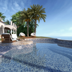 Matte Finish Swimming Pool Mosaic Tile 97x97mm-Amazon Blue