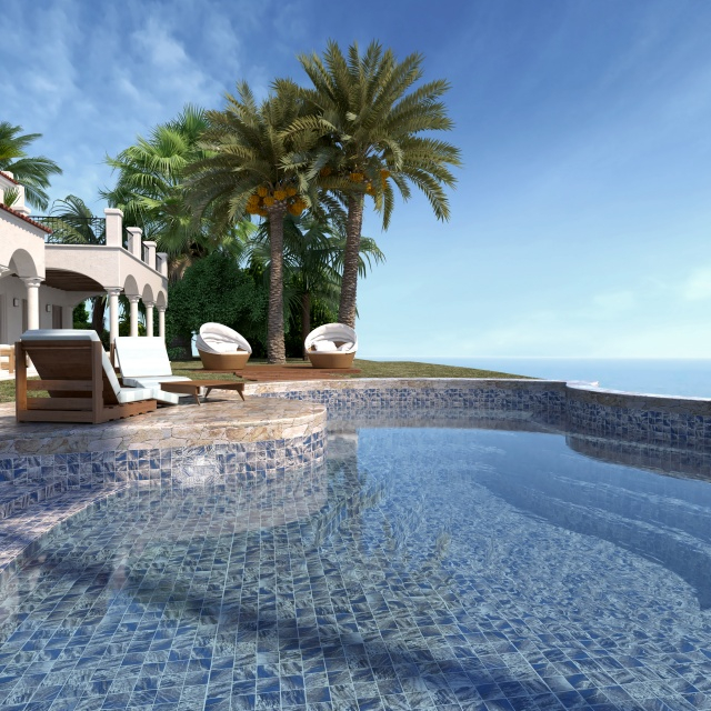 Matte Finish Swimming Pool Mosaic Tile 97x97mm-Amazon Blue