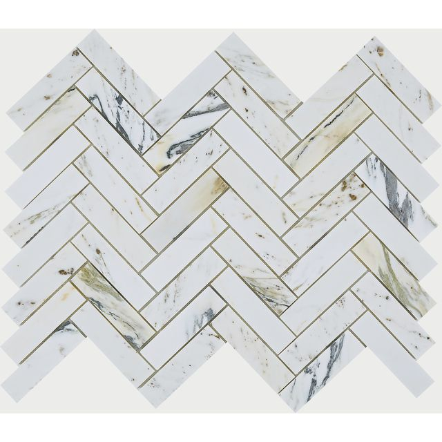 Kajin Gold Herringbone Marble Mosaic-ZGG20