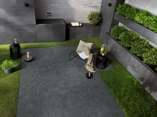 Crater Black Volcanic Stone Look Porcelain Tile